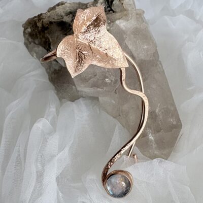 Ohrschmuck Efeu mit Stein