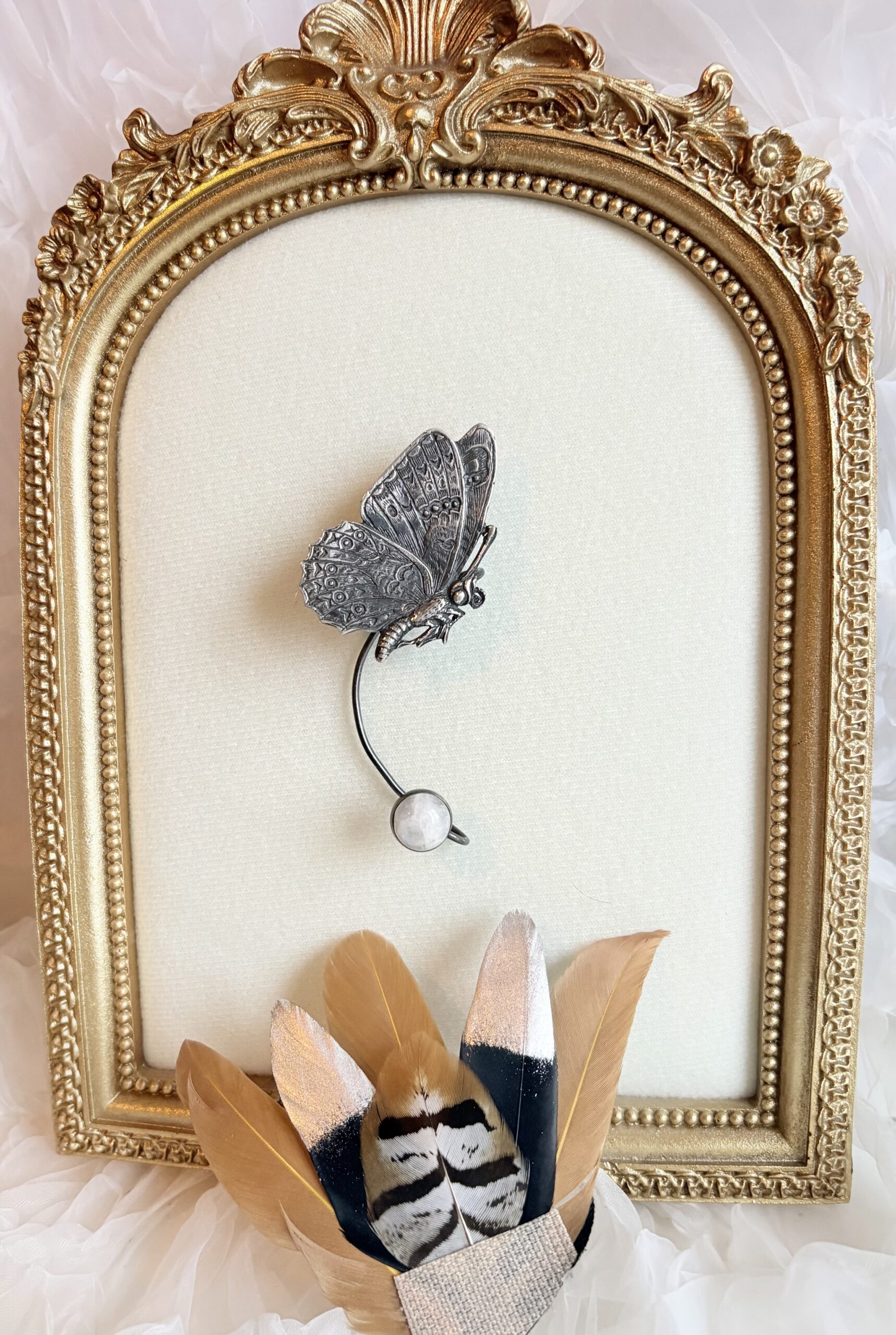 Feder Ohrschmuck Schmetterling – Bild 3