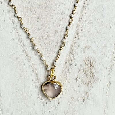 Rosenquartz Herz Kette